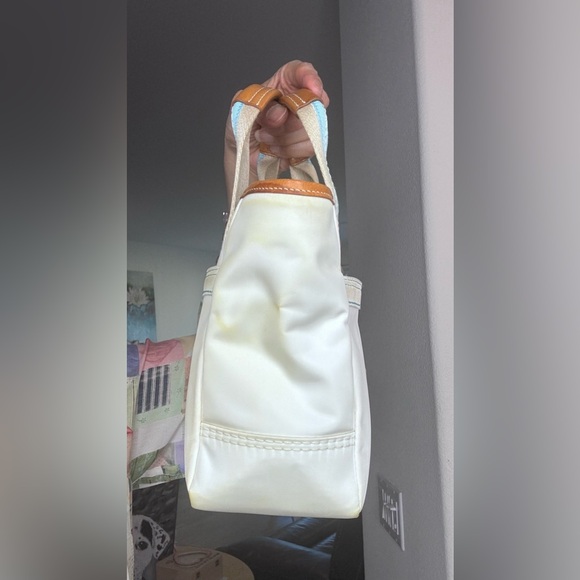 Coach Hampton Satin Mini Tote Vintage Y2K white turquoise - Picture 12 of 16